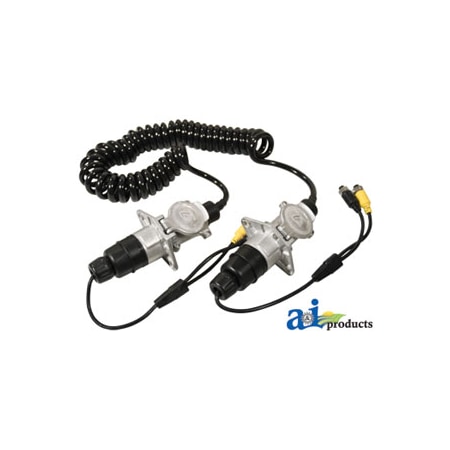 A & I Products CabCAM Trailer Cable Kit, 7 Pin Coiled, Aluminum Connectors, 2 Camera Capability 12" x11" x2.5" A-TCK523